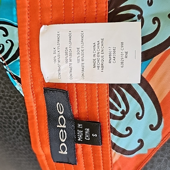 Bebe Silk Hankerchief Backless Lined Cups Colorful Halter Tie Back/Clasp Size S - Picture 5 of 5